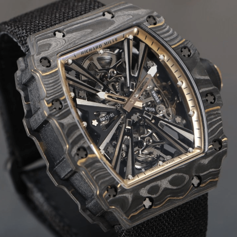 RM공장 리차드밀 블랙 NTPT 카본 투르비옹 블랙 우븐스트랩 RM12-01