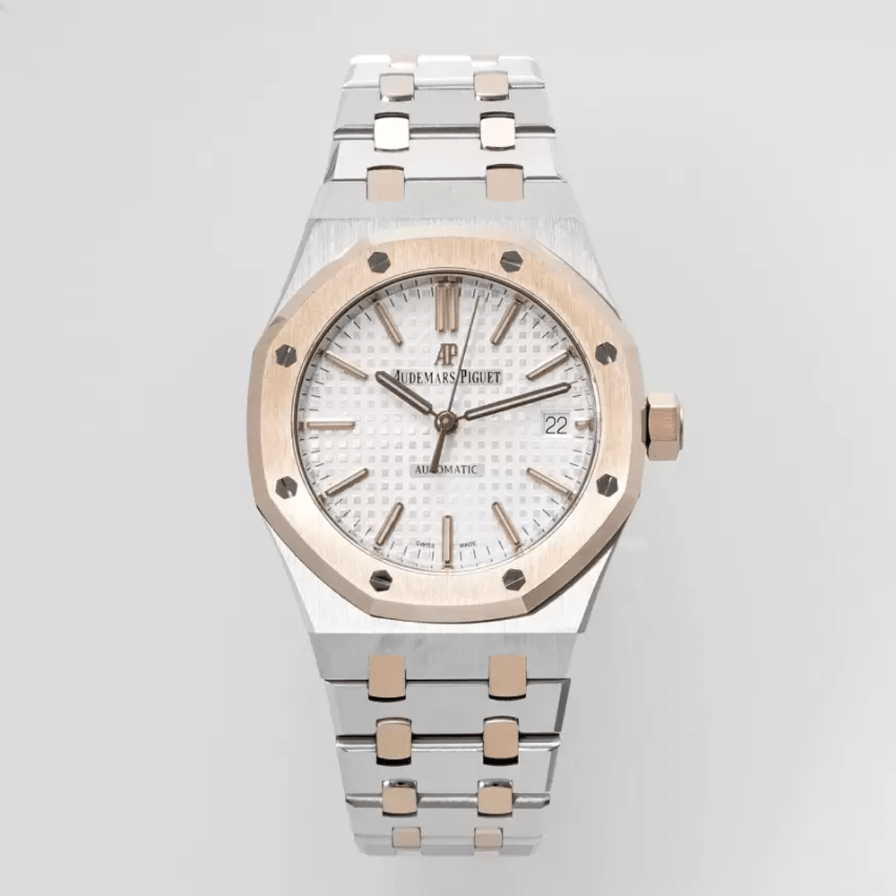 오데마피게 로얄오크 화이트 다이얼 로즈골드 콤비 37mm 15450