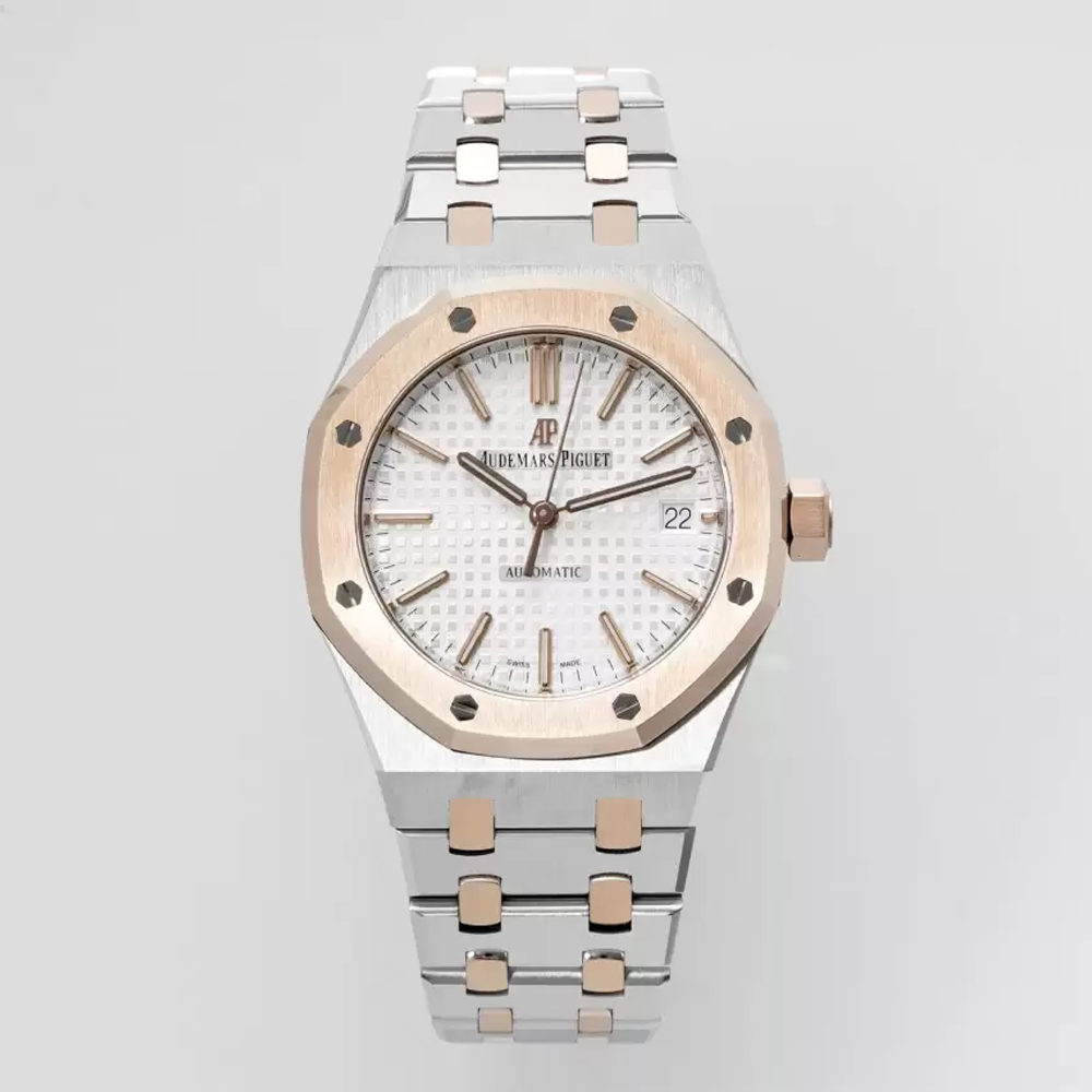 APS공장 오데마피게 로얄오크 화이트 다이얼 로즈골드 콤비 37mm 15450