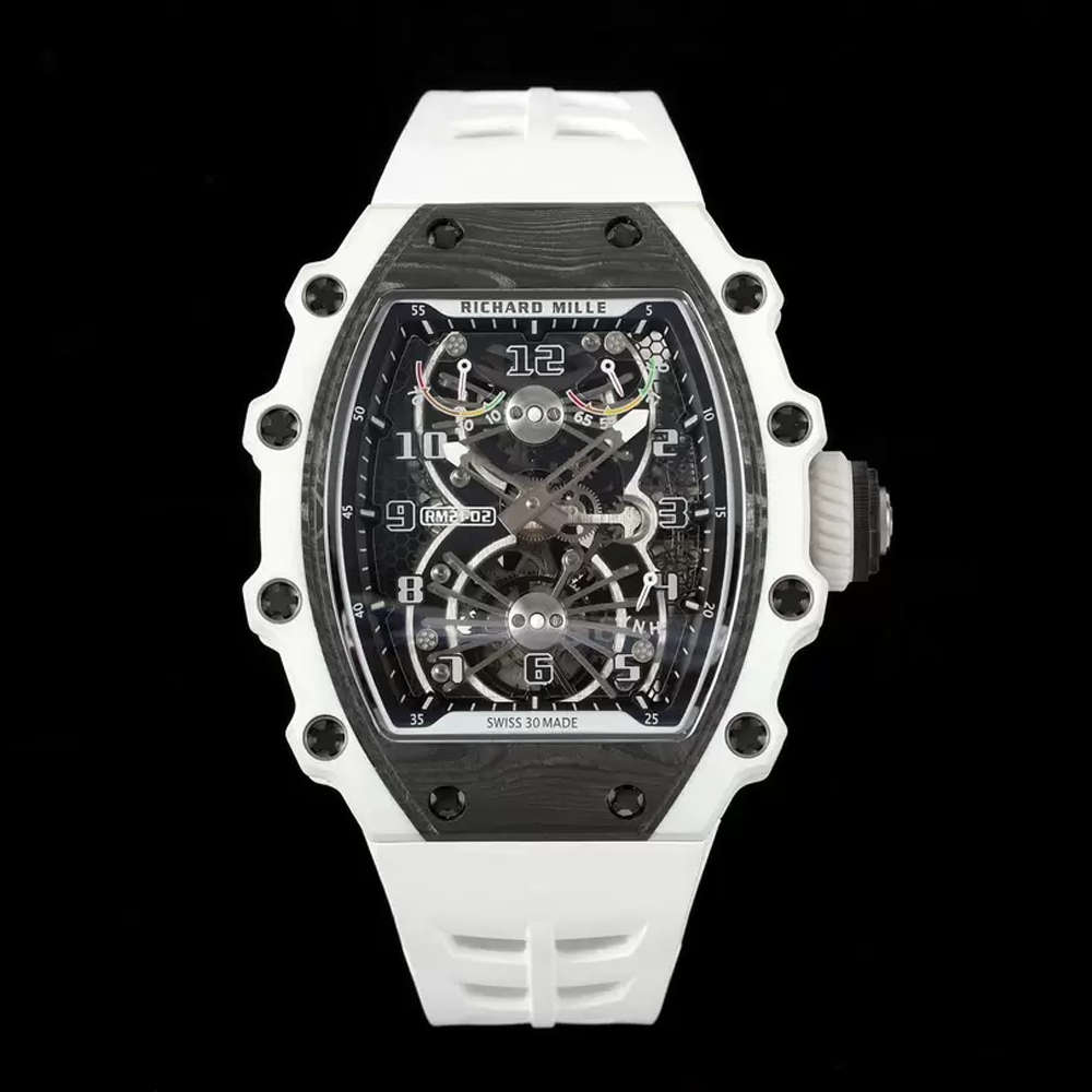 RM공장 리차드밀 투르비옹 에어로다인 스켈레톤 다이얼 화이트 러버밴드 NEW버전 RM21-02