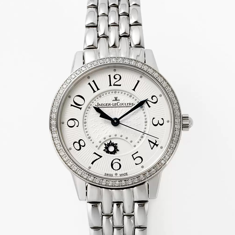 예거 르쿨트르 레이디 랑데부 클래식 나잇&데이 화이트골드 다이아베젤 SS 브레이슬릿 34mm Q3448130