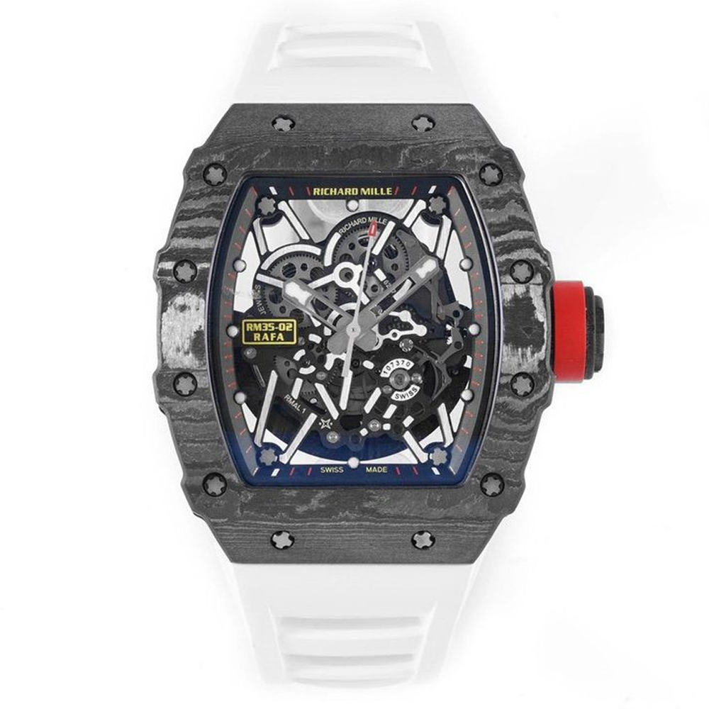 리차드밀 라파엘 나달 블랙 NTPT 카본 스켈레톤 다이얼 화이트 러버 스트랩 V4버전 RM35-02