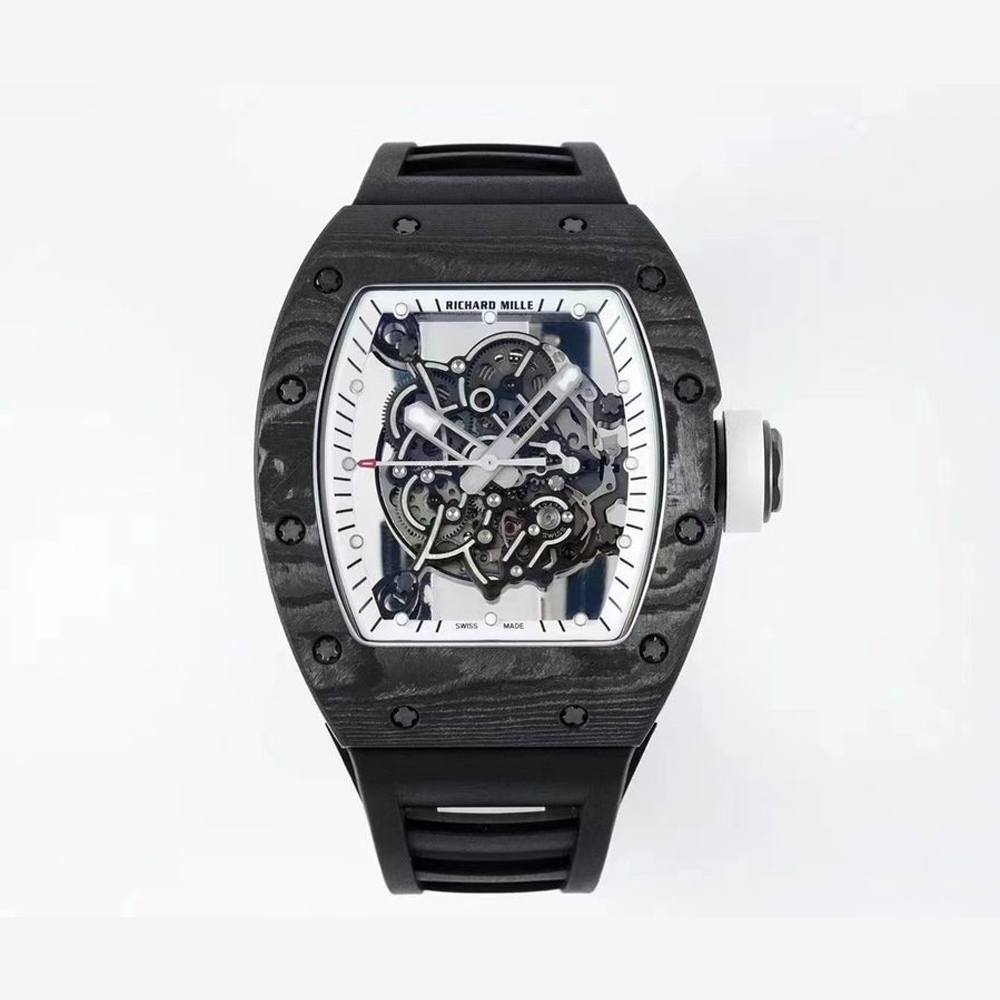 리차드밀 부바왓슨 블랙 NTPT 카본 스켈레톤 다이얼 블랙 러버밴드 RM-055
