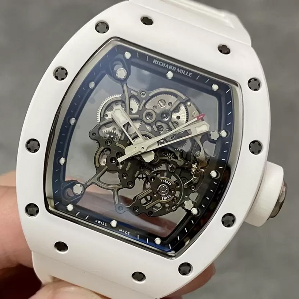 BBR공장 리차드밀 부바왓슨 화이트 세라믹 스켈레톤 다이얼 화이트 러버밴드 V3버전 RM-055