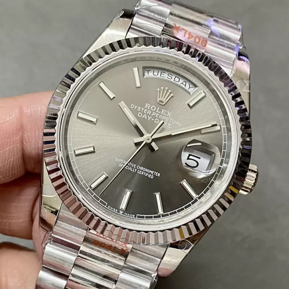 GM공장 롤렉스 데이데이트 그레이 다이얼 바인덱스 SS 쥬빌레 40mm V3(텅스텐 헤비 버전) 228236