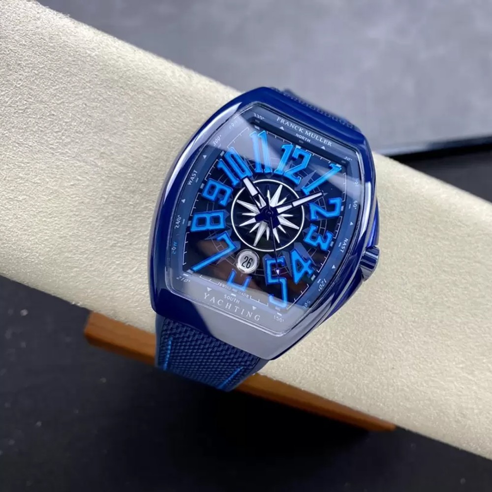 T+공장 프랭크 뮬러 뱅가드 블루 세라믹 블루 다이얼 한정판 45mm V45