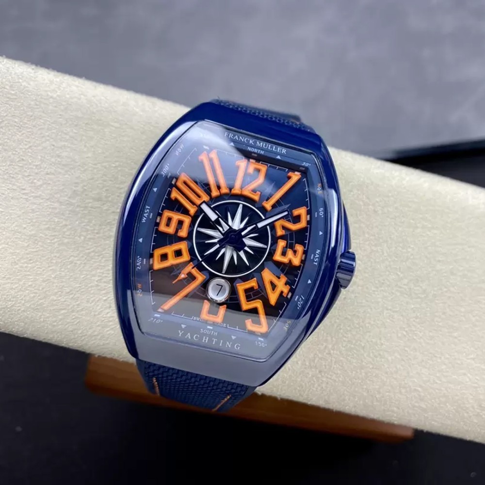 프랭크 뮬러 뱅가드 블루 세라믹 오렌지 포인트 다이얼 한정판 45mm V45