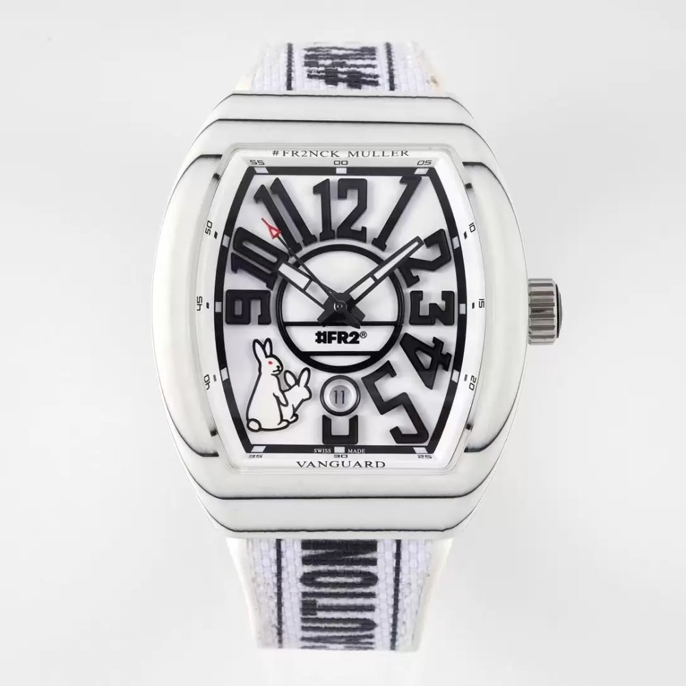 ABF공장 프랭크 뮬러 뱅가드 화이트 카본 파이버 화이트 다이얼 44mm V45 SC DT