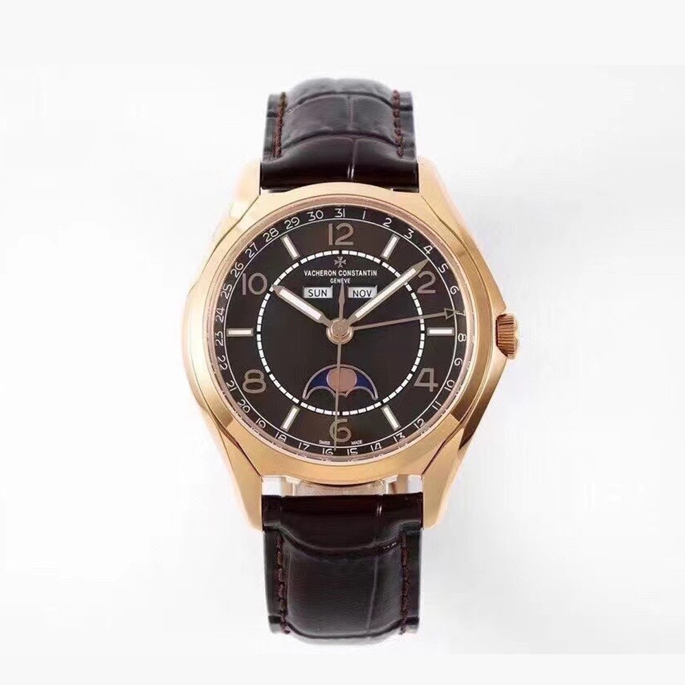 ZF공장 바쉐론 콘스탄틴 피프티식스 컴플리트 캘린더 브라운 다이얼 레더 스트랩 40mm 4000E/000R-B065