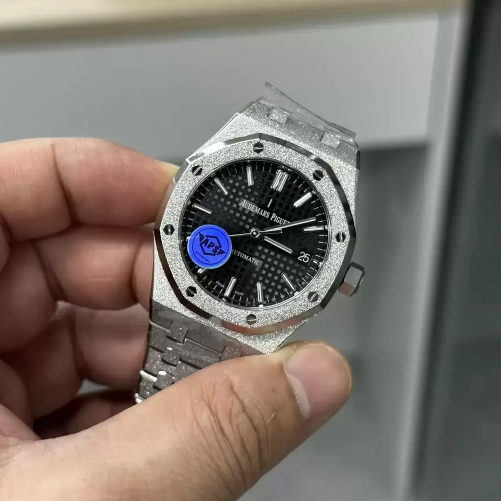 APS공장 오데마피게 로얄오크 프로스트 블랙 다이얼 스틸 SS 브레이슬릿 37mm 15454BC