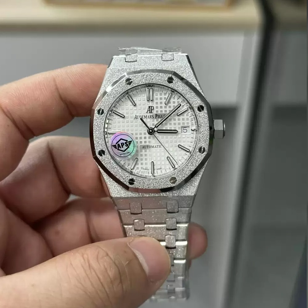 APS공장 오데마피게 로얄오크 프로스트 화이트 다이얼 스틸 SS 브레이슬릿 37mm 15454BC