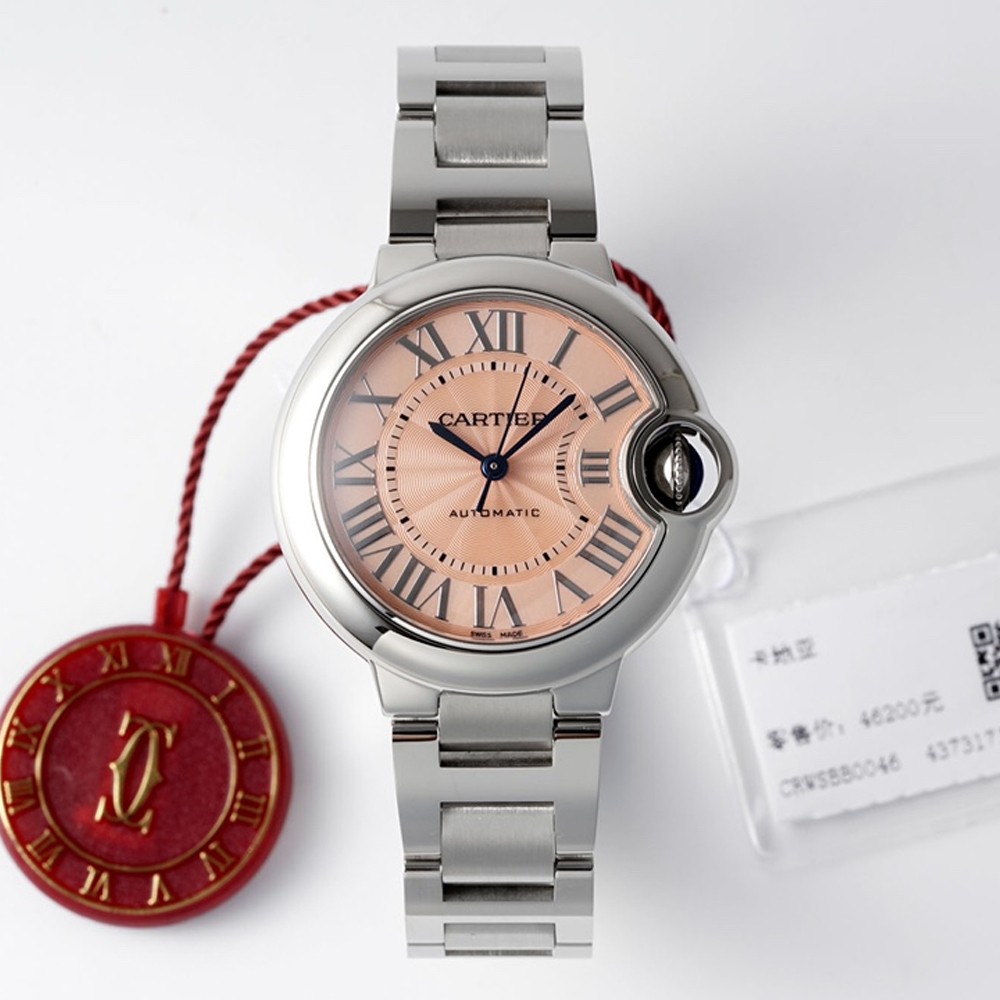 AF공장 발롱 블루 드 까르띠에 살구 다이얼 33mm 여성용시계 WSBB0046