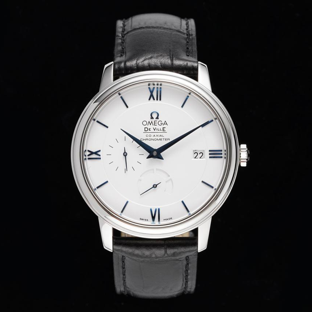 AZ공장 오메가 드빌 화이트 다이얼 드레스 워치 가죽 스트랩 424.53.40.21.04.001