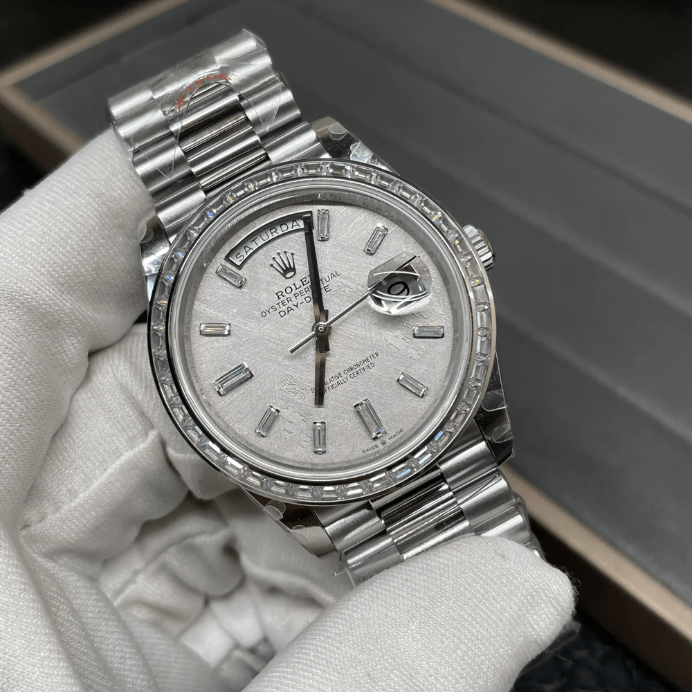 GM공장 롤렉스 데이데이트 메테오 다이얼 바게트 인덱스 다이아 베젤 40mm V3(텅스텐 헤비 버전) 228236