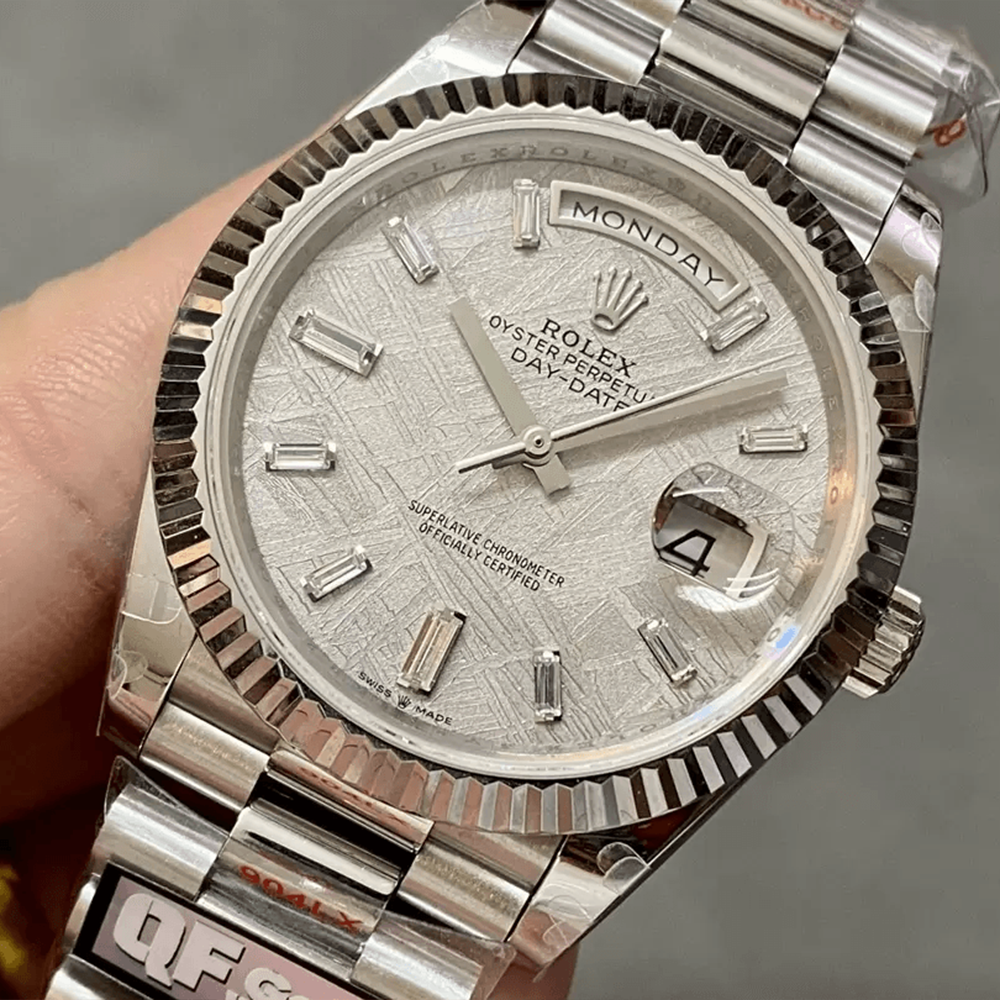 QF공장 롤렉스 데이데이트 메테오 다이얼 바게트 다이아 SS 쥬빌레 40mm 텅스텐 헤비버전 228349