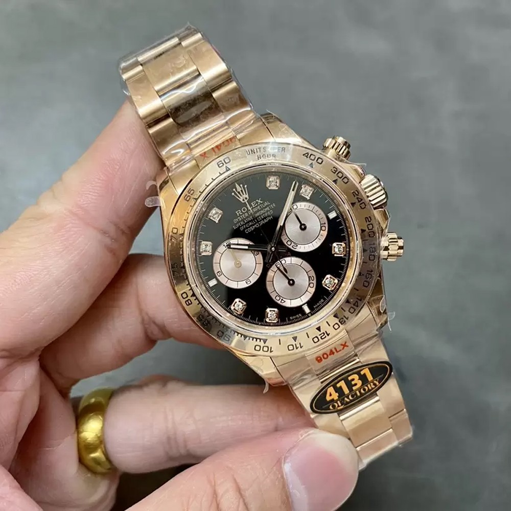 QF공장 텅스텐 롤렉스 데이토나 크로노그래프 블랙 다이얼 8P다이아 RG 금통 40mm (텅스텐 헤비버전) 126506