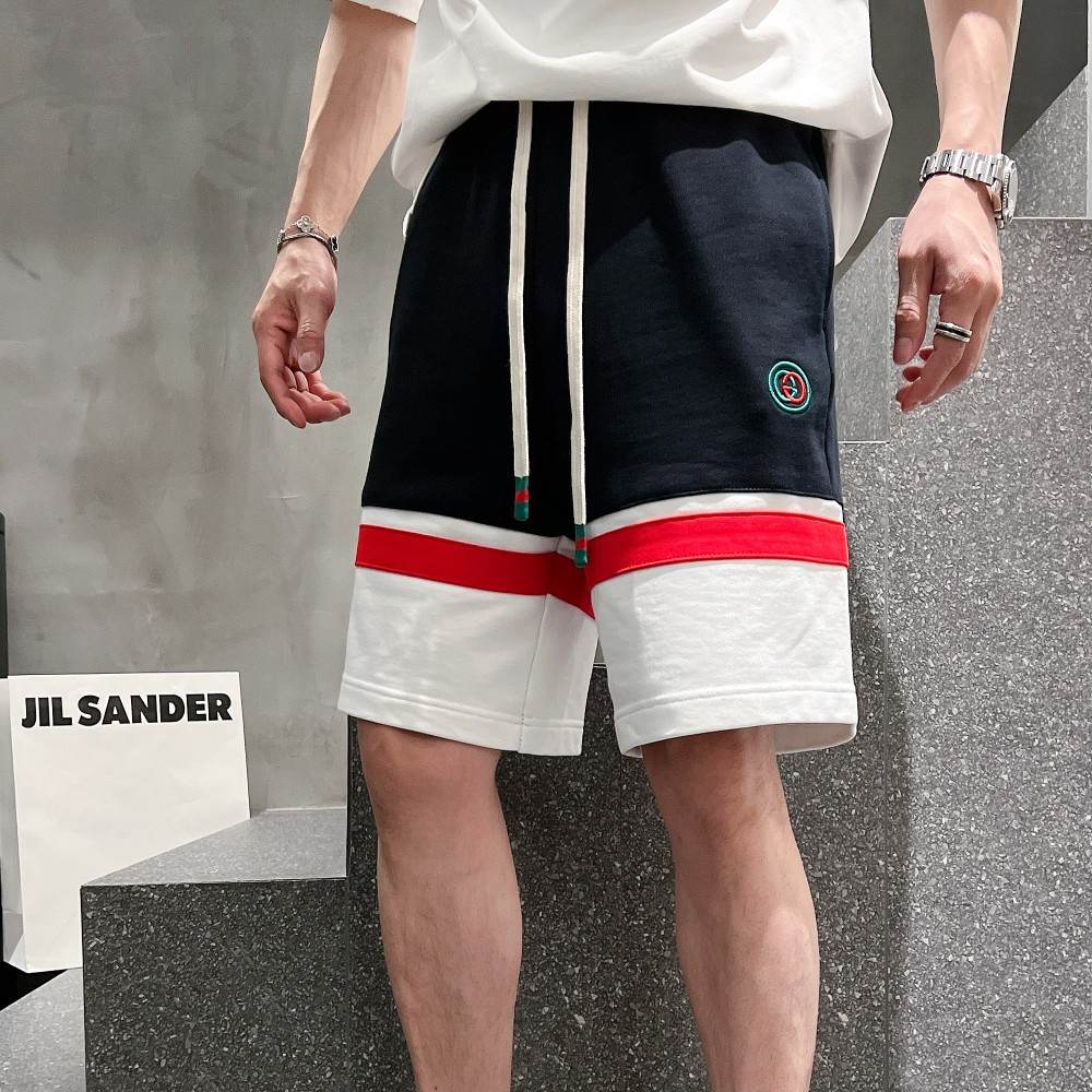 구찌 24SS GG 자수 로고 반바지 네이비 화이트