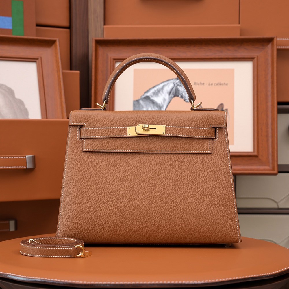 에르메스 올수공 켈리 28 토고 브라운 골드 하드웨어