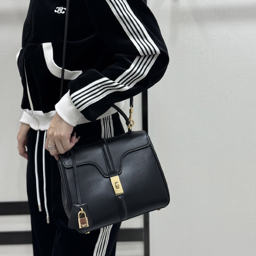 셀린느 스몰 16백 새틴 카프스킨 블랙