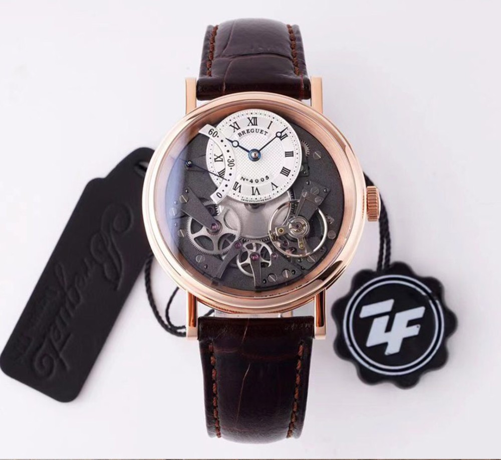 ZF공장 브레게 트래디션 레트로그레이드 로즈골드 레더 스트랩 40mm 7097BR/G1/9WU