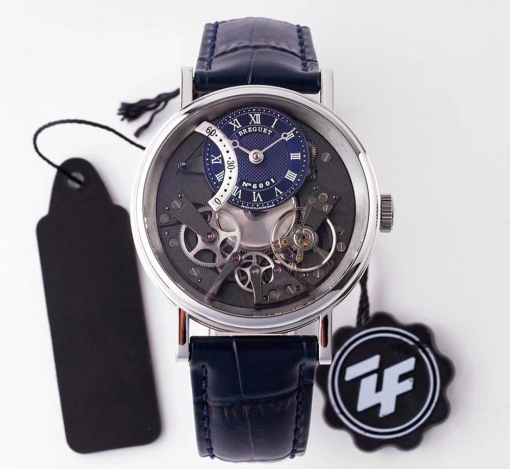 ZF공장 브레게 트래디션 레트로그레이드 블루 다이얼 레더 스트랩 40mm 7097BB/GY/9WU