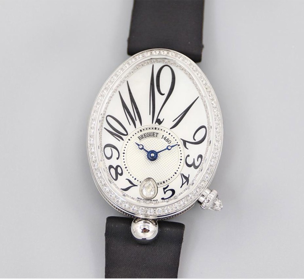 ZF공장 브레게 퀸 오브 나폴리 화이트골드 다이아 베젤 레더 스트랩 V2버전 8928BB/51/944/DD0D