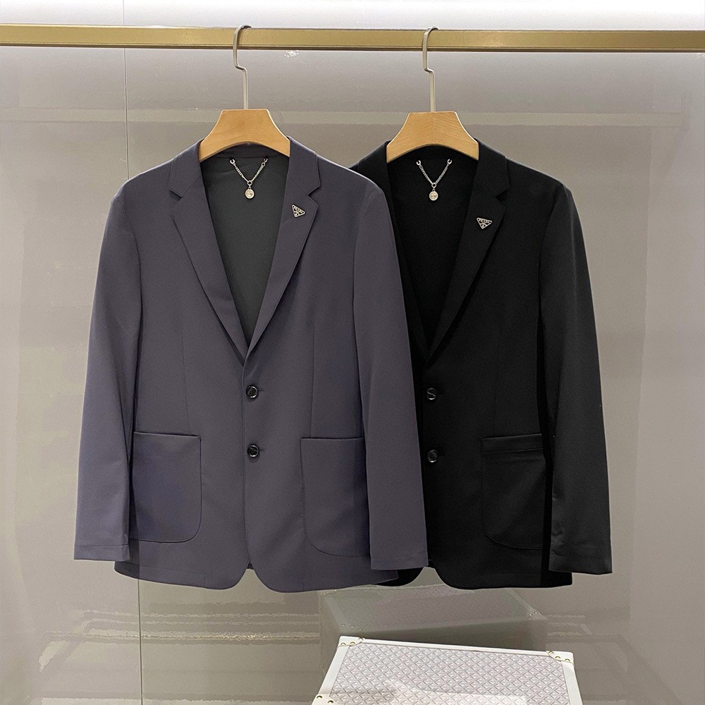 프라다 24FW 메탈 버튼 솔리드 투버튼 블레이저
