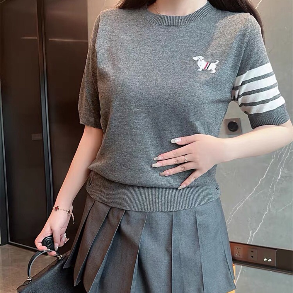 톰브라운 24SS 강아지 로고 4바 니트 반팔