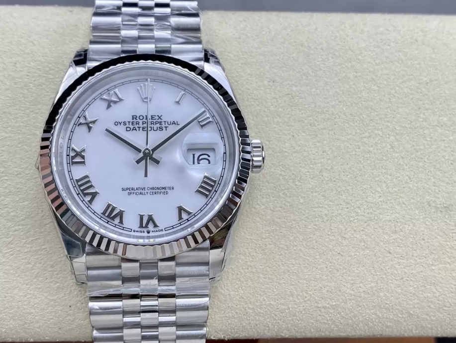 롤렉스 데이저스트 화이트 로만 다이얼 SS 쥬빌레 36mm 116234