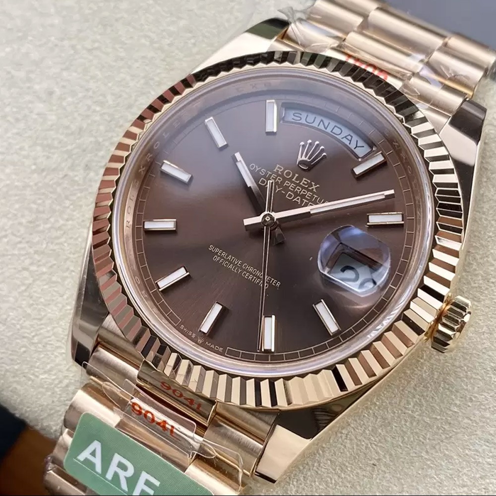 ARF공장 롤렉스 데이데이트 초코판 인덱스 다이얼 로즈골드 금통 40mm m228235