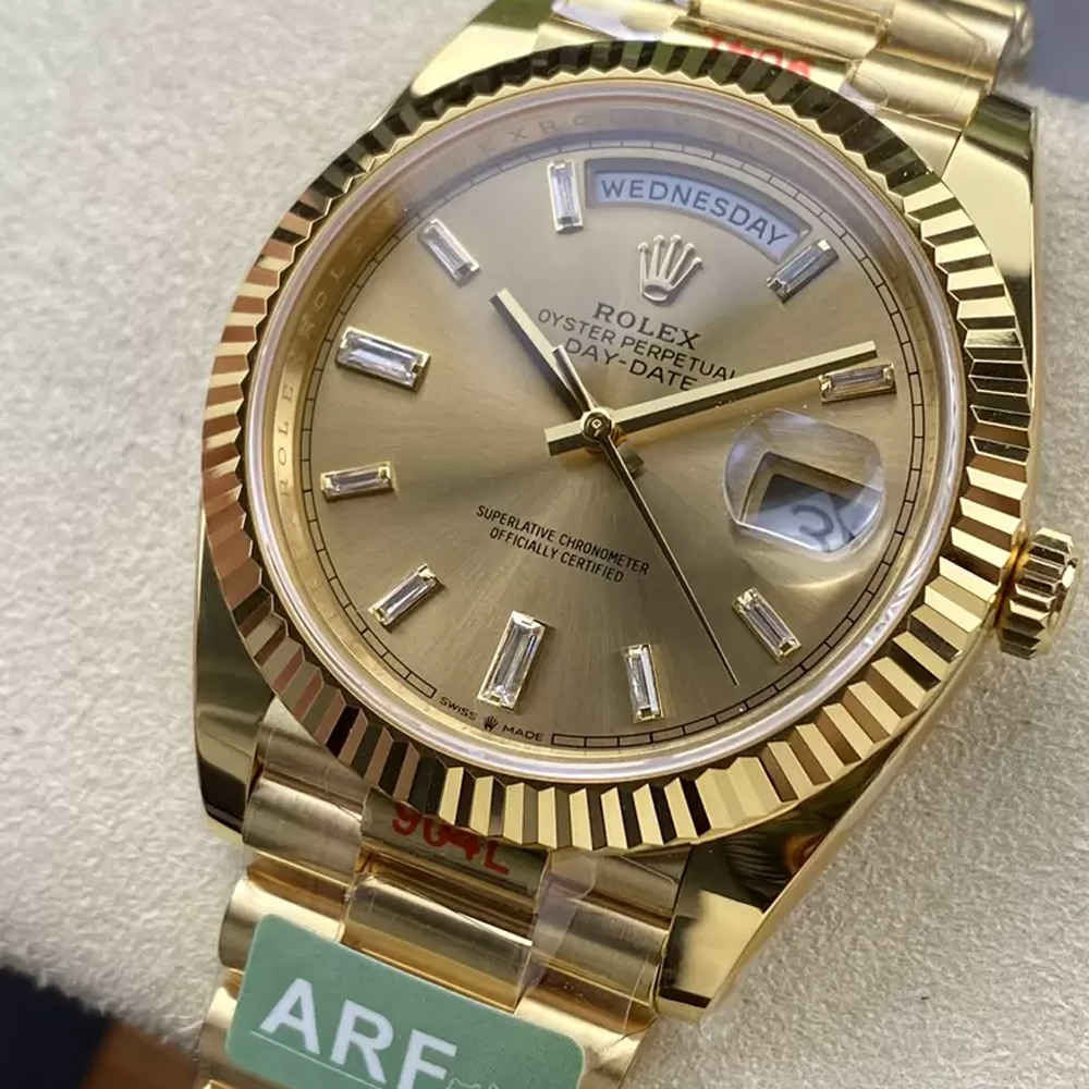 ARF공장 롤렉스 데이데이트 샴폐인다이얼 바게트다이아 옐골 40mm m228238