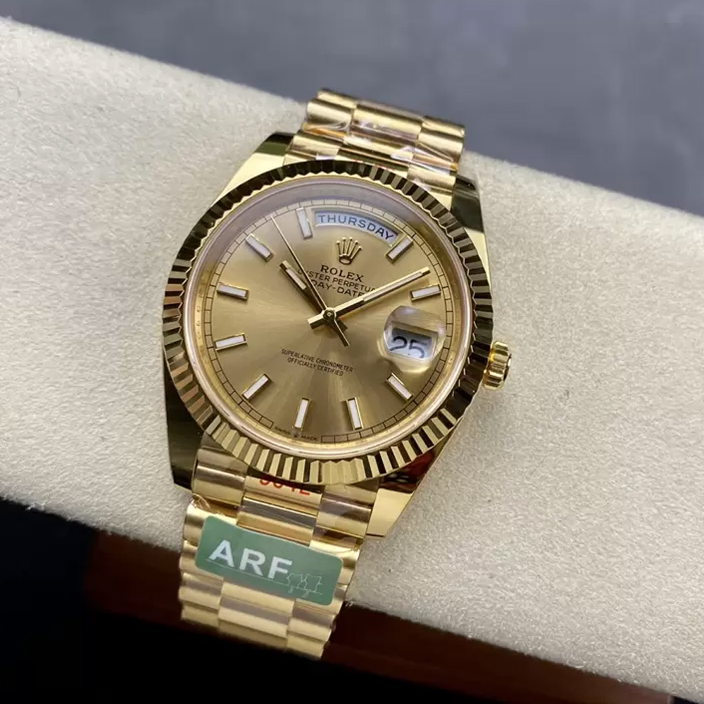 ARF공장 롤렉스 데이데이트 샴폐인 인덱스 다이얼 옐골 40mm m228238
