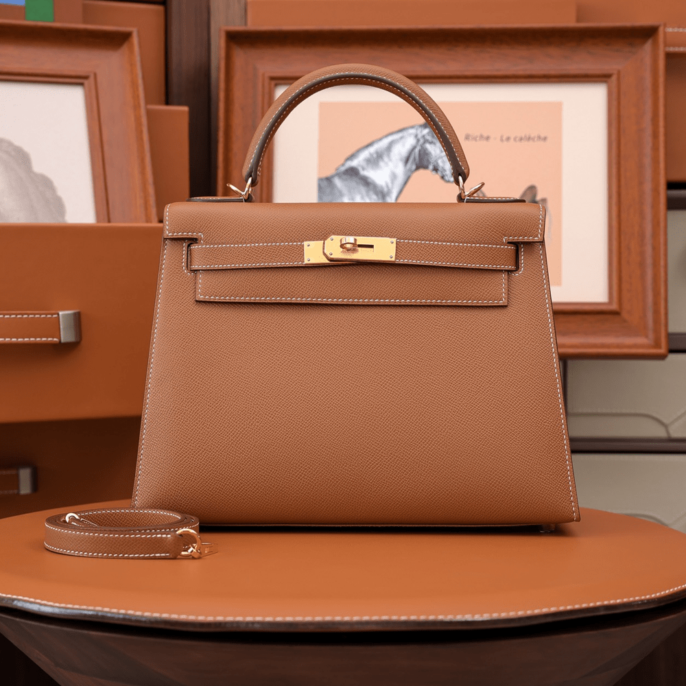 에르메스 올수공 켈리 28  앱송 브라운 골드 하드웨어