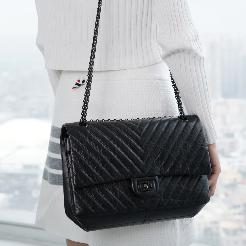 팬더샵 샤넬 2.55 플랩백 라지 빈티지 블랙 A37586