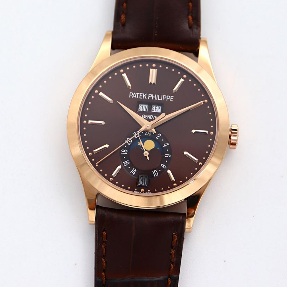 GR공장 파텍필립 컴플리케이션 애뉴얼캘린더 브라운 다이얼 RG 가죽 밴드 5396