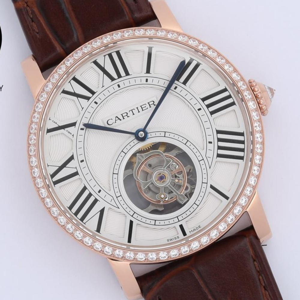 BBR공장 까르띠에 로통드 드 까르띠에 투르비옹 플라잉 다이아 베젤 로즈골드 40mm HPI00593