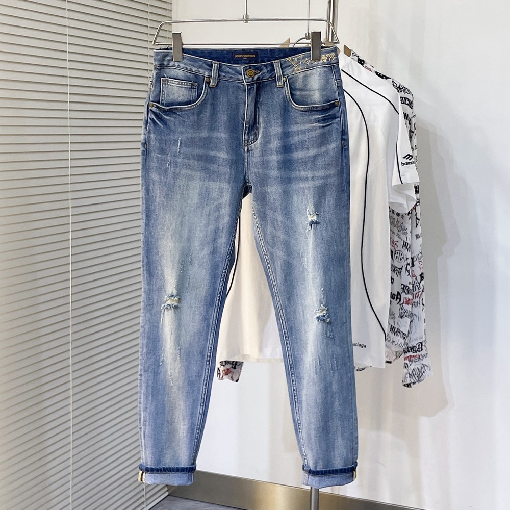 루이비통 24ss 자수로고 스트레이트 데님 팬츠