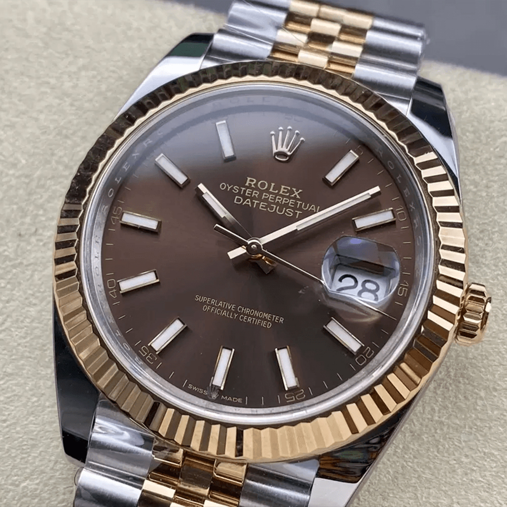 롤렉스 데이저스트 초코다이얼 바인덱스 로즈골드 콤비 쥬빌레 41mm 126331