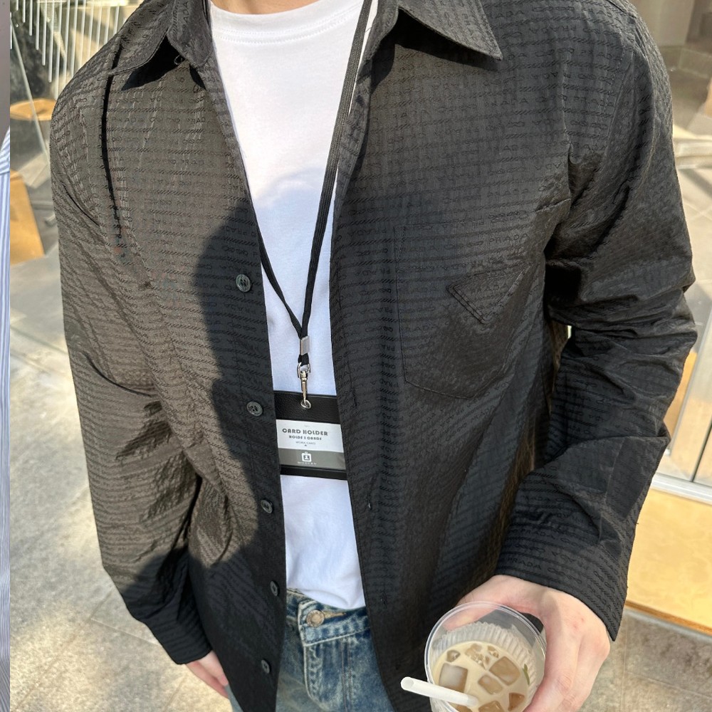 프라다 24SS 자카드 코튼 셔츠