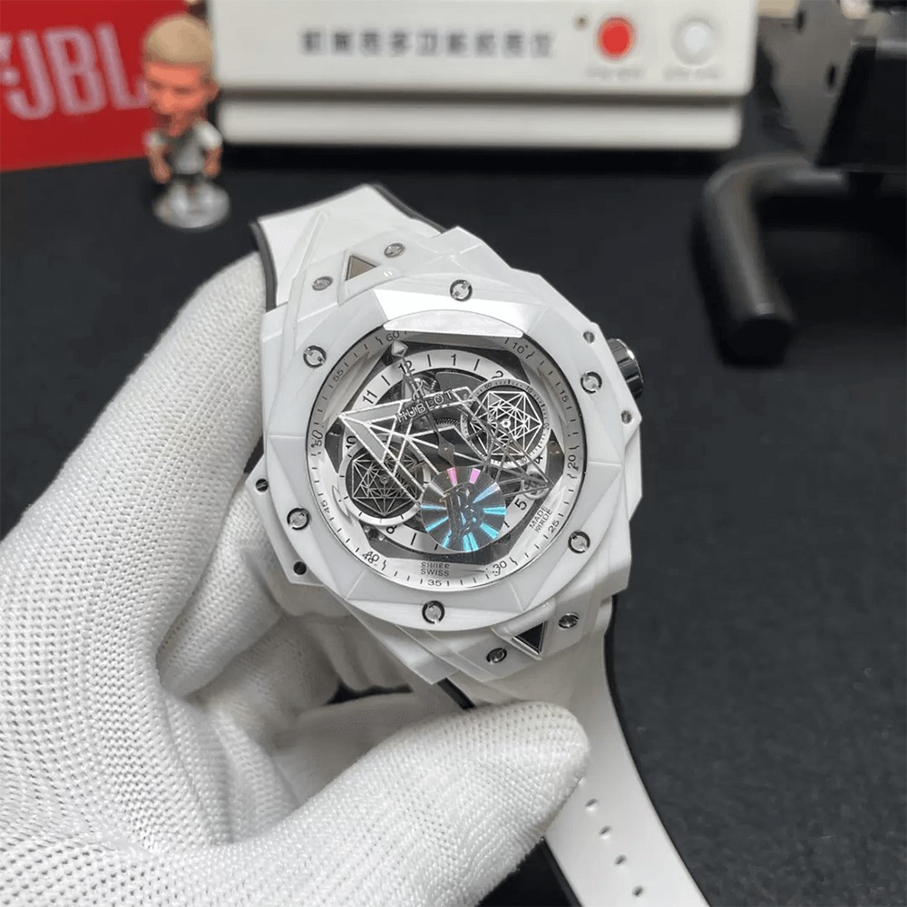 BBF공장 위블로 빅뱅 상 블루 II  세라믹 화이트 러버 스트랩 45mm 418.HX.2001.RX.MXM21