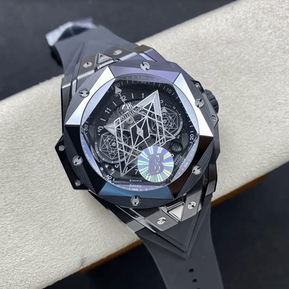 BBF공장 위블로 빅뱅 상 블루 II 세라믹 블랙 러버 스트랩 45mm 418.CX.1114.RX.MXM20