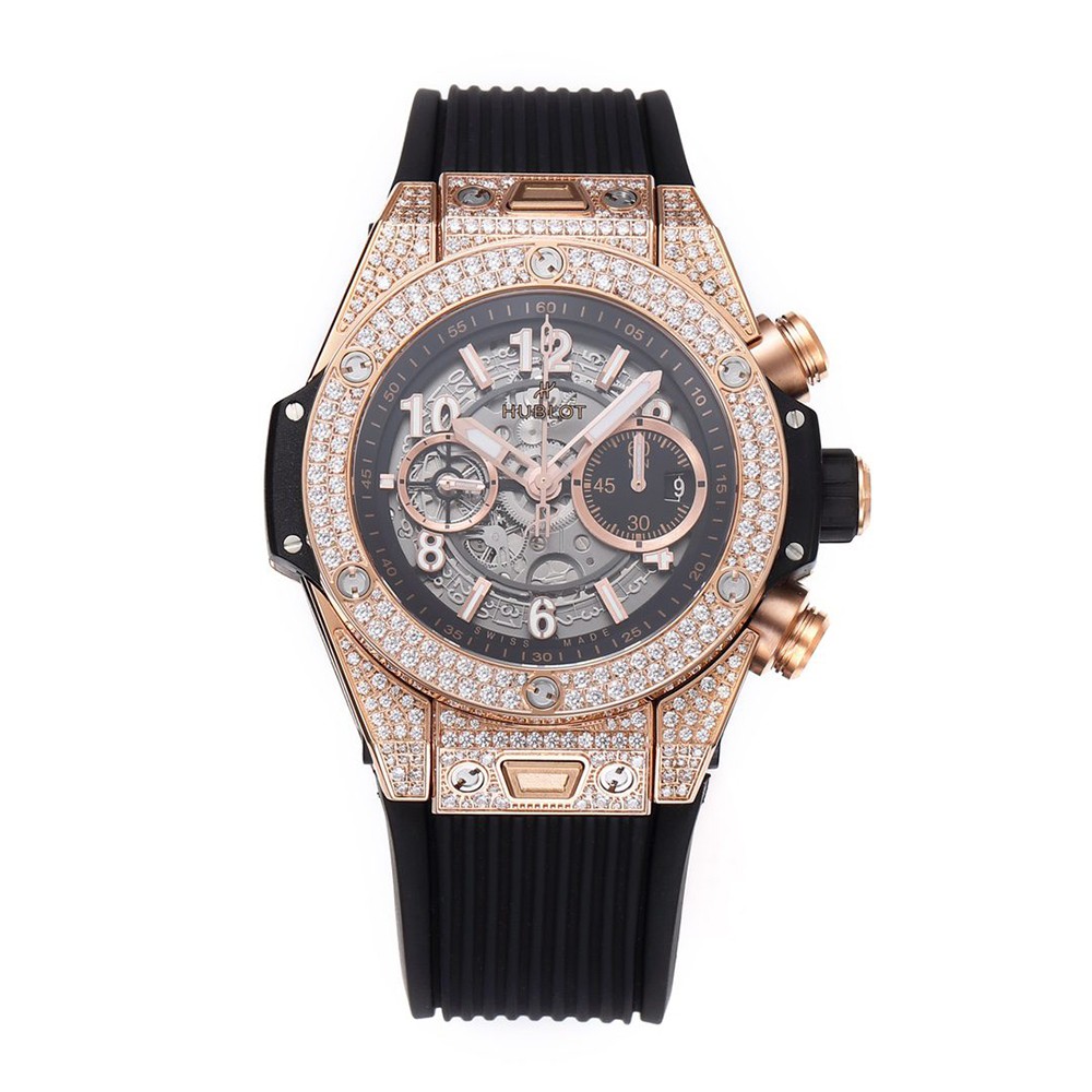 BBF공장 위블로 빅뱅 유니코 킹 골드 풀다이아 세팅 블랙 러버 스트랩 44mm 421.OX.1180.RX.1104