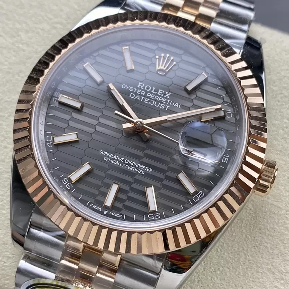 롤렉스 데이저스트 그레이 텍스처 다이얼 바인덱스 RG 콤비 쥬빌레 41mm 126331