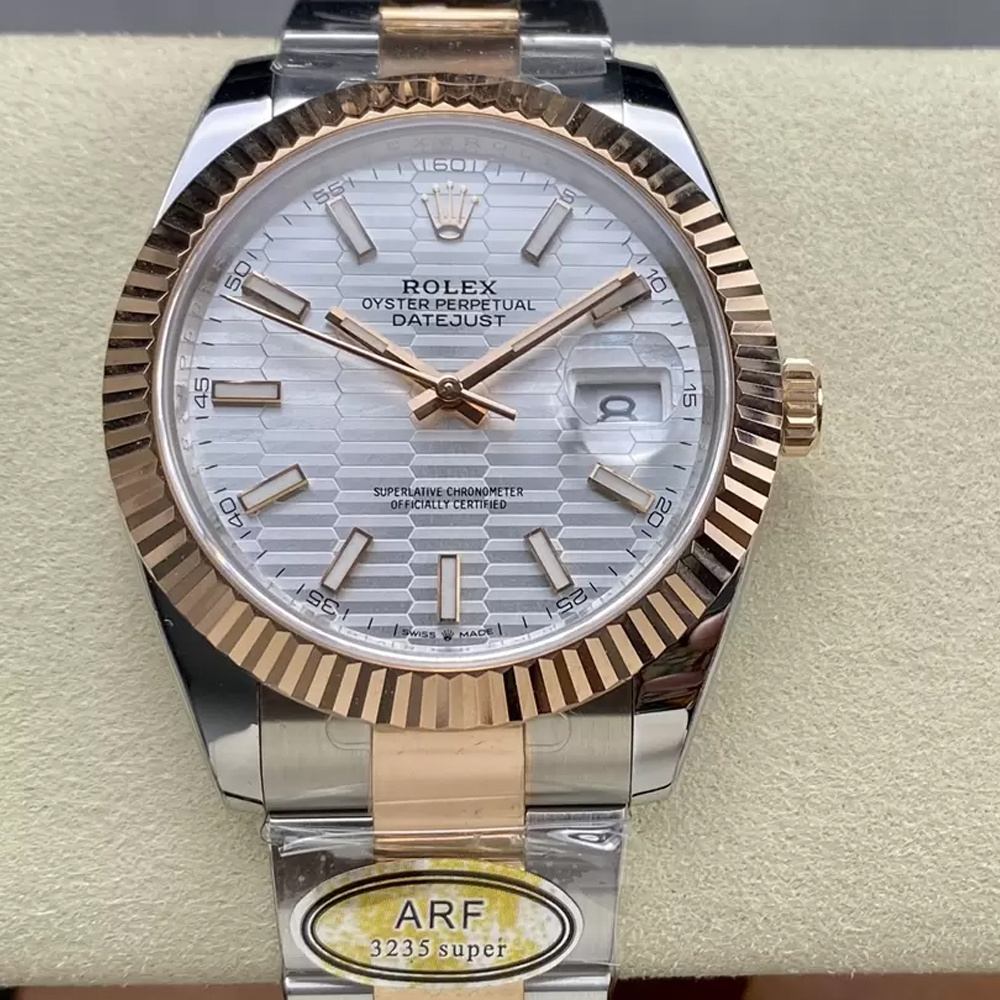 롤렉스 데이저스트 실버 텍스처 다이얼 바인덱스 RG 콤비 오이스터 41mm 126331