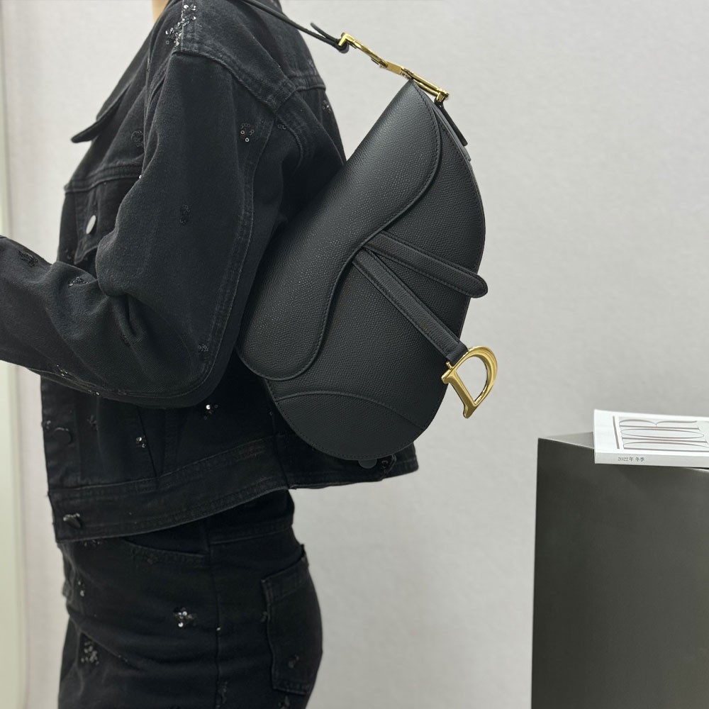 디올 새들 미듐 호보백 블랙