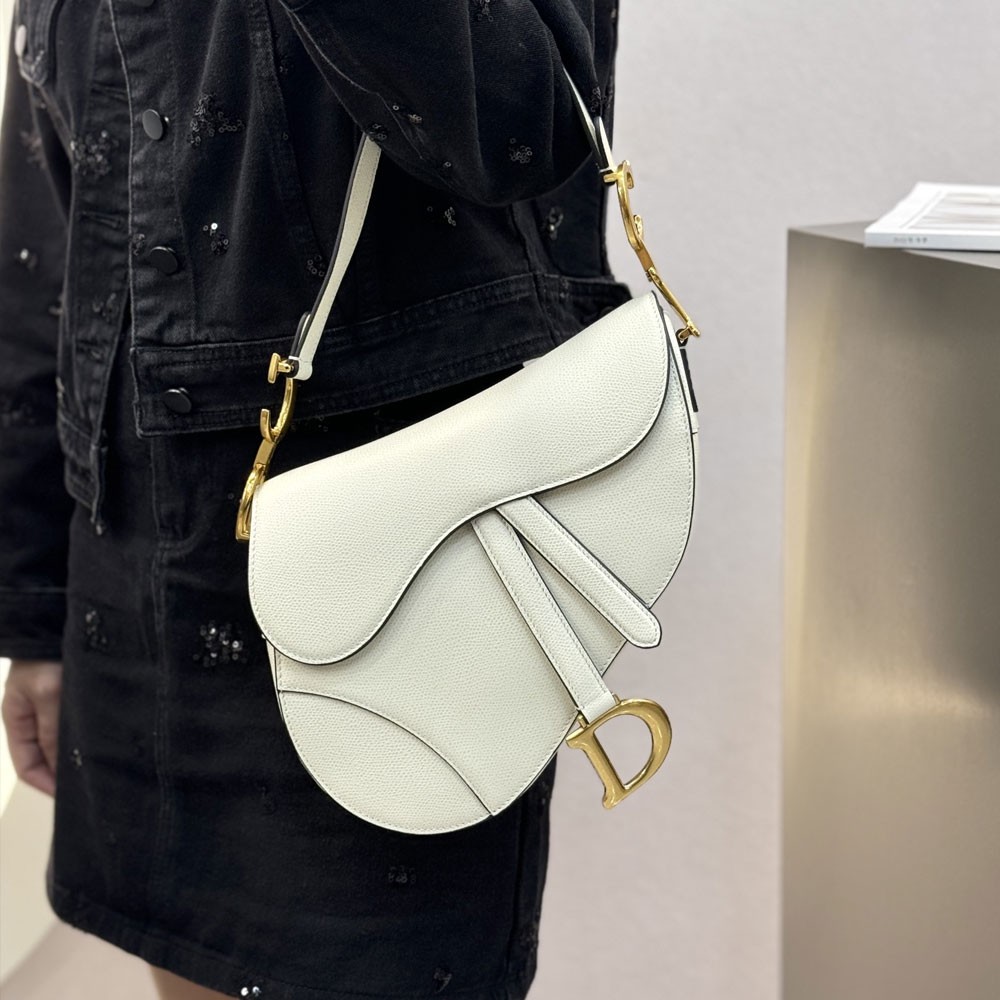 디올 새들 미듐 호보백 화이트