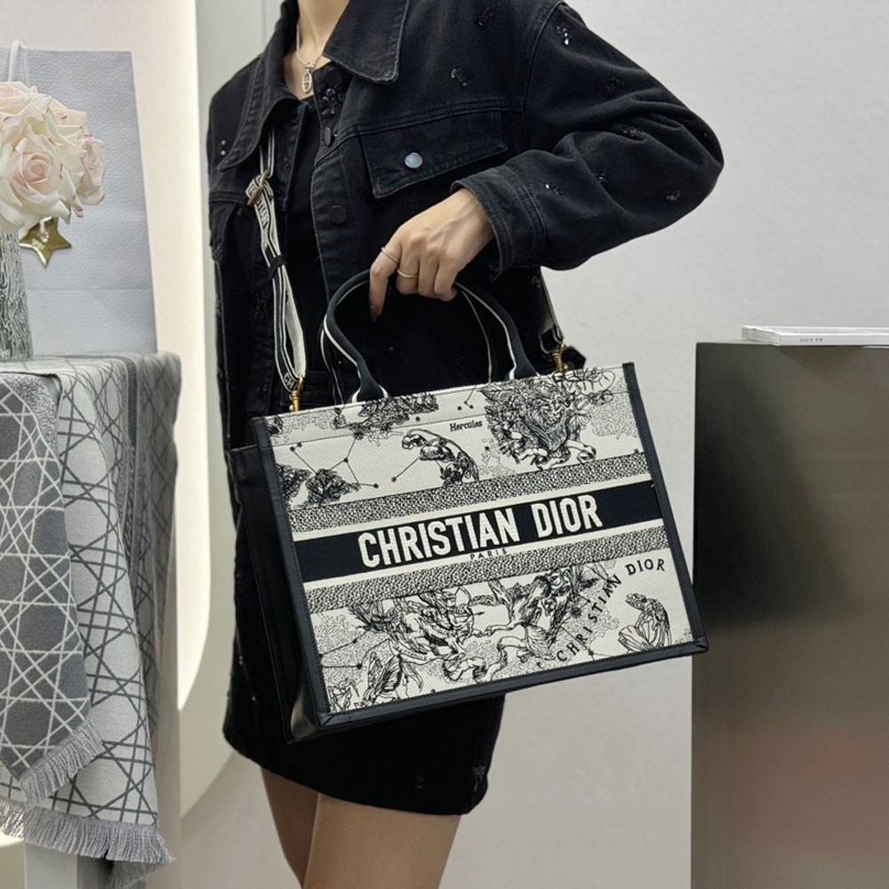 디올 북 토트 스트랩 백 미듐 조디악 라떼 멀티 컬러