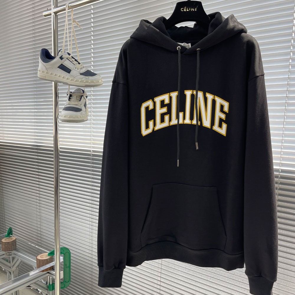 셀린느 립드 울 후드 스웨터 블랙