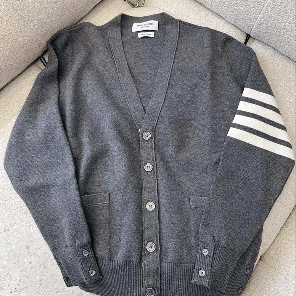 톰브라운 밀라노 스티치 사선 가디건 네이비 그레이