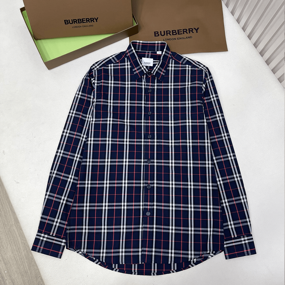 버버리 체크 클래식 네이비 셔츠